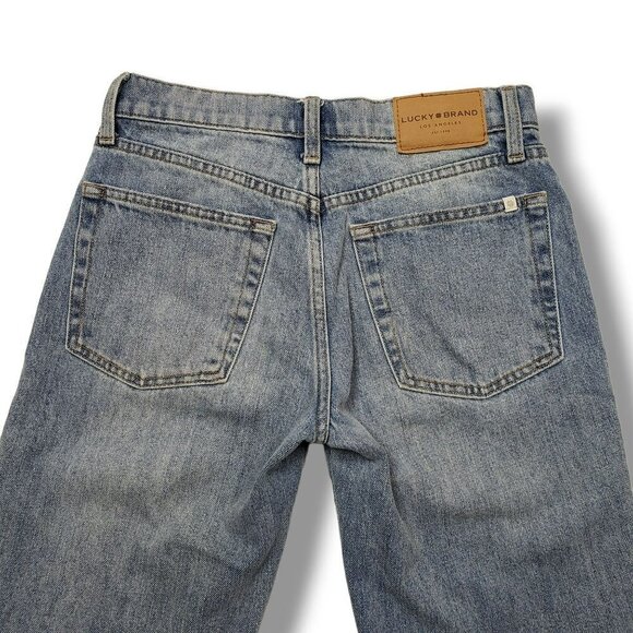 Lucky Brand Relaxed Tapered Jeans Womens 0 Distressed Fray Side Stripe Boho - Picture 5 of 9